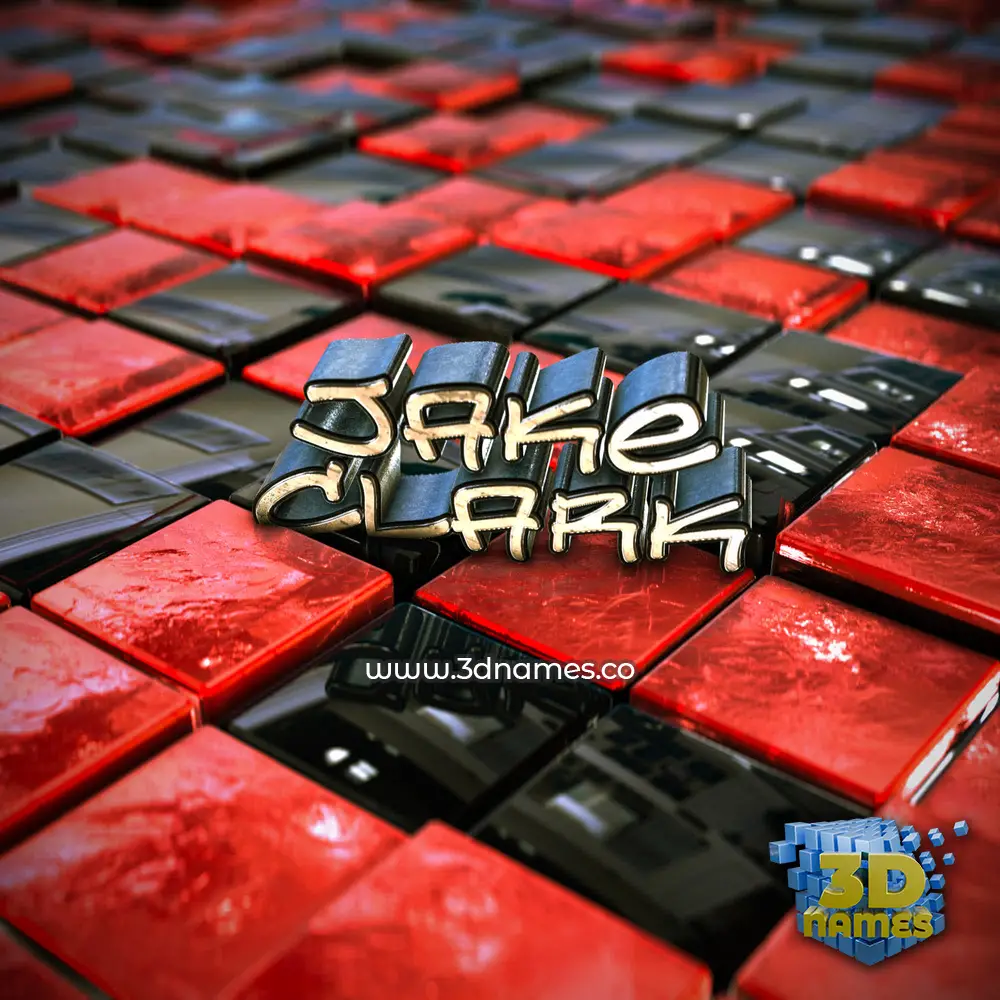 jake clark in Red Checkered style - 3D name wallpaper