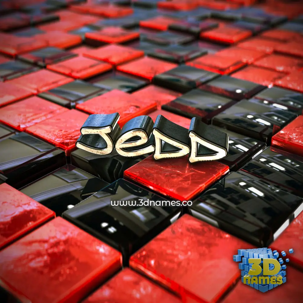 jedd in Red Checkered style - 3D name wallpaper