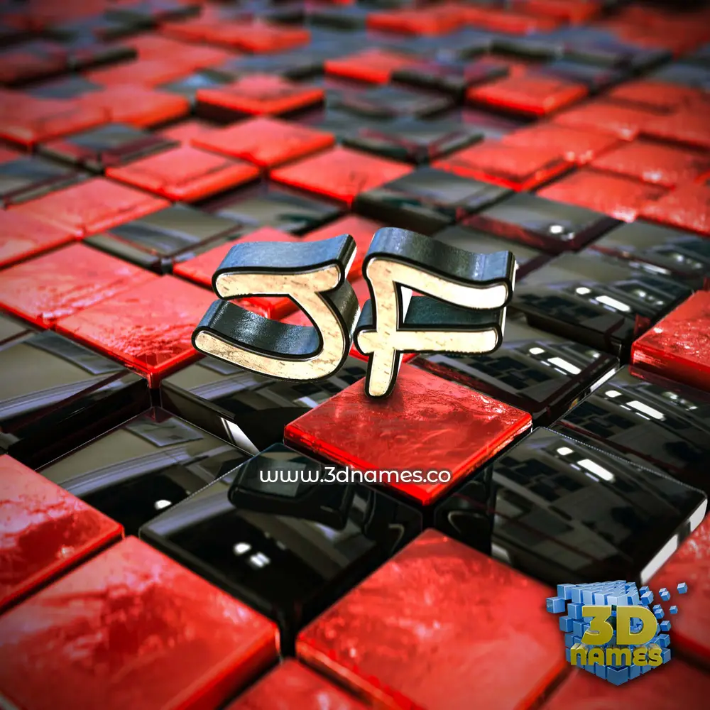 jf in Red Checkered style - 3D name wallpaper