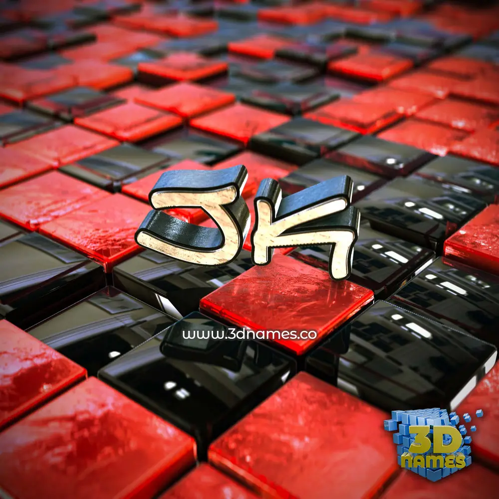 jk in Red Checkered style - 3D name wallpaper