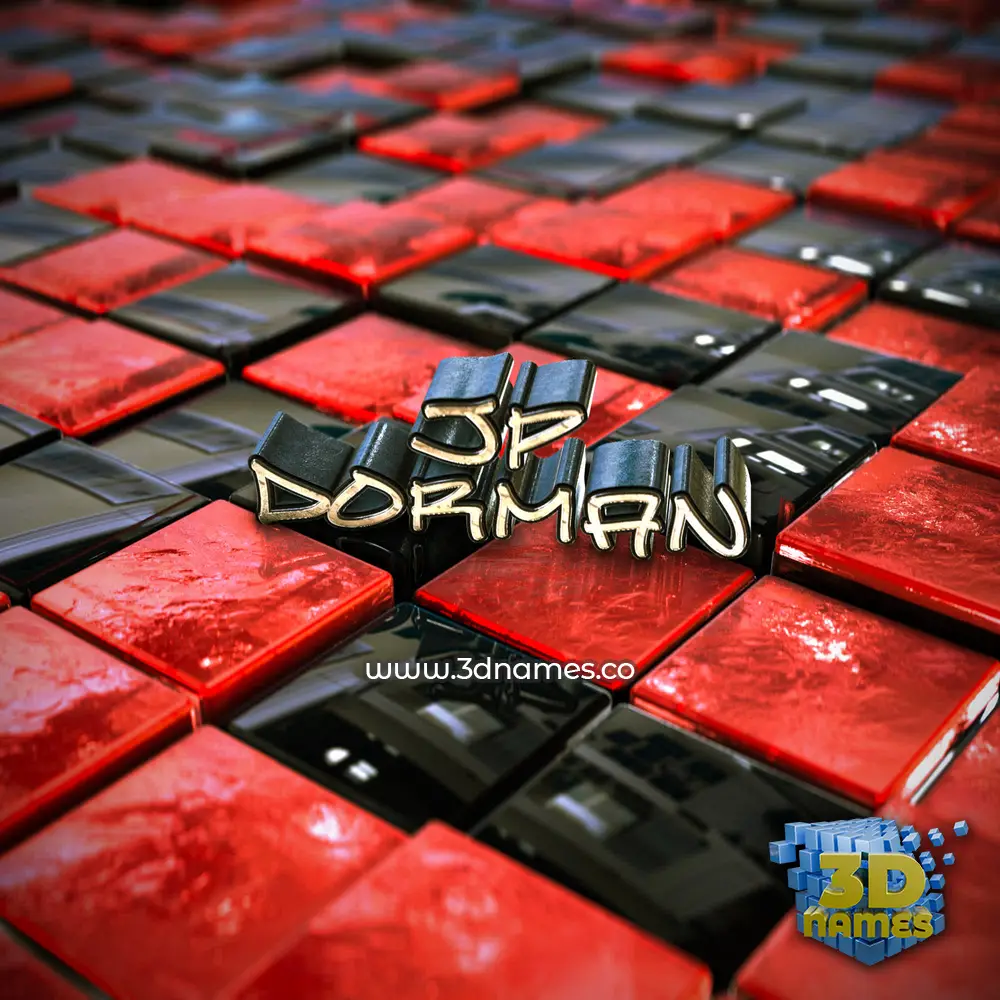 jp dorman in Red Checkered style - 3D name wallpaper