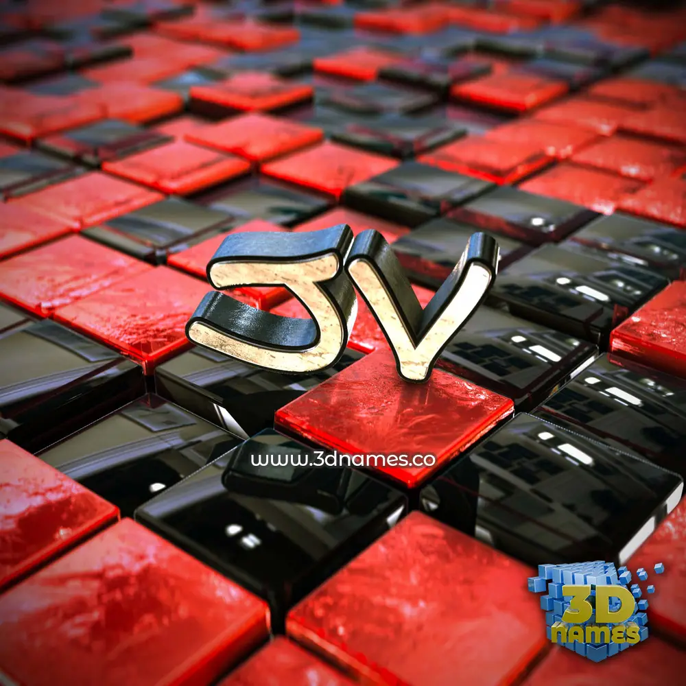 jv in Red Checkered style - 3D name wallpaper