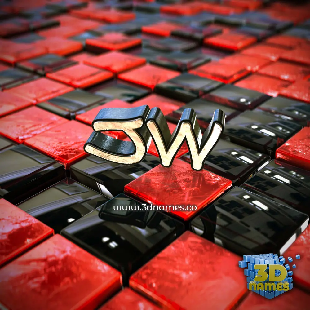 jw in Red Checkered style - 3D name wallpaper