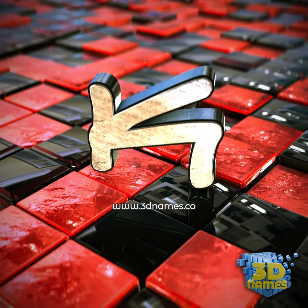 k in Red Checkered style - 3D name wallpaper