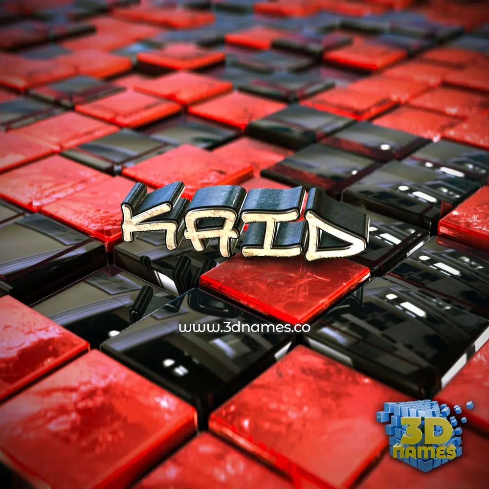 kaid in Red Checkered style - 3D name wallpaper