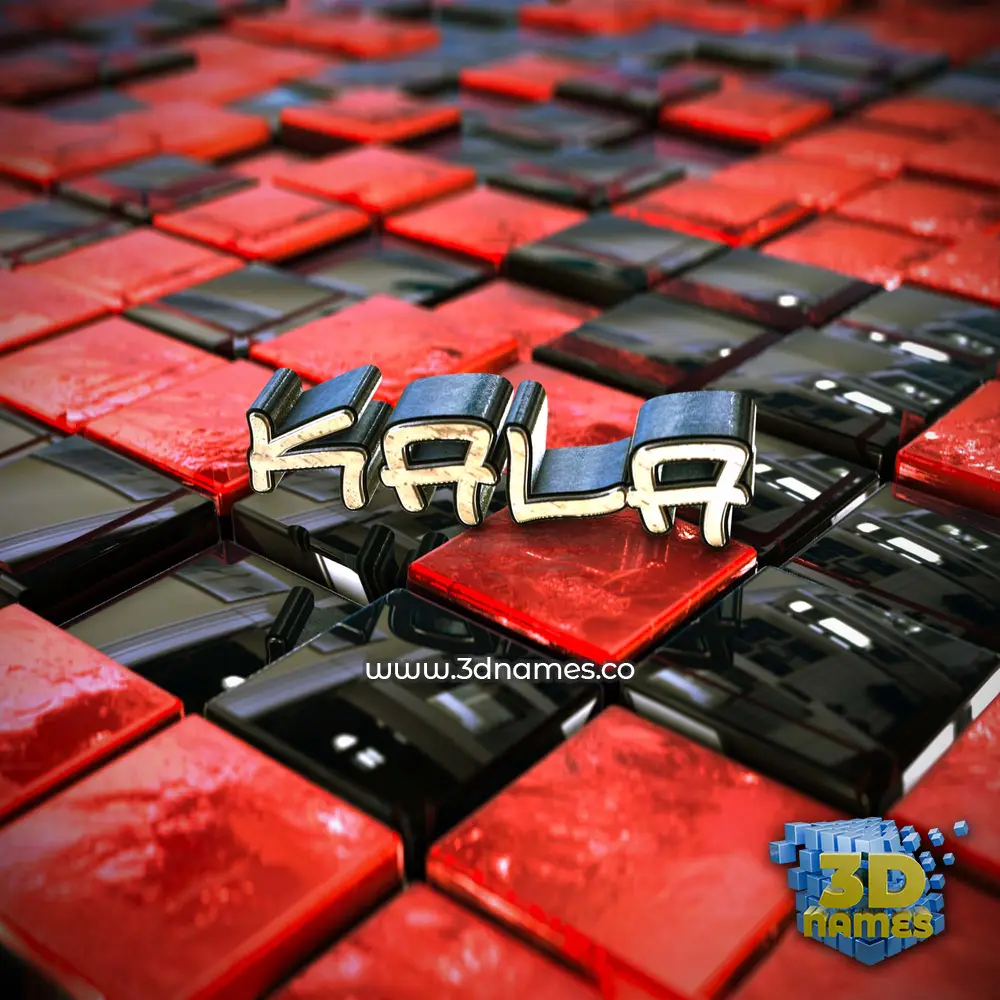 kala in Red Checkered style - 3D name wallpaper