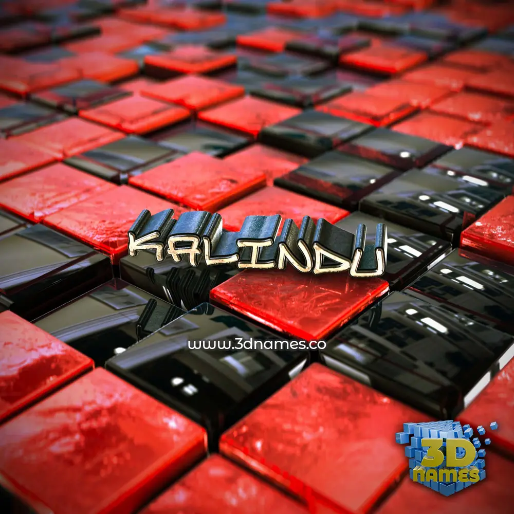 kalindu in Red Checkered style - 3D name wallpaper