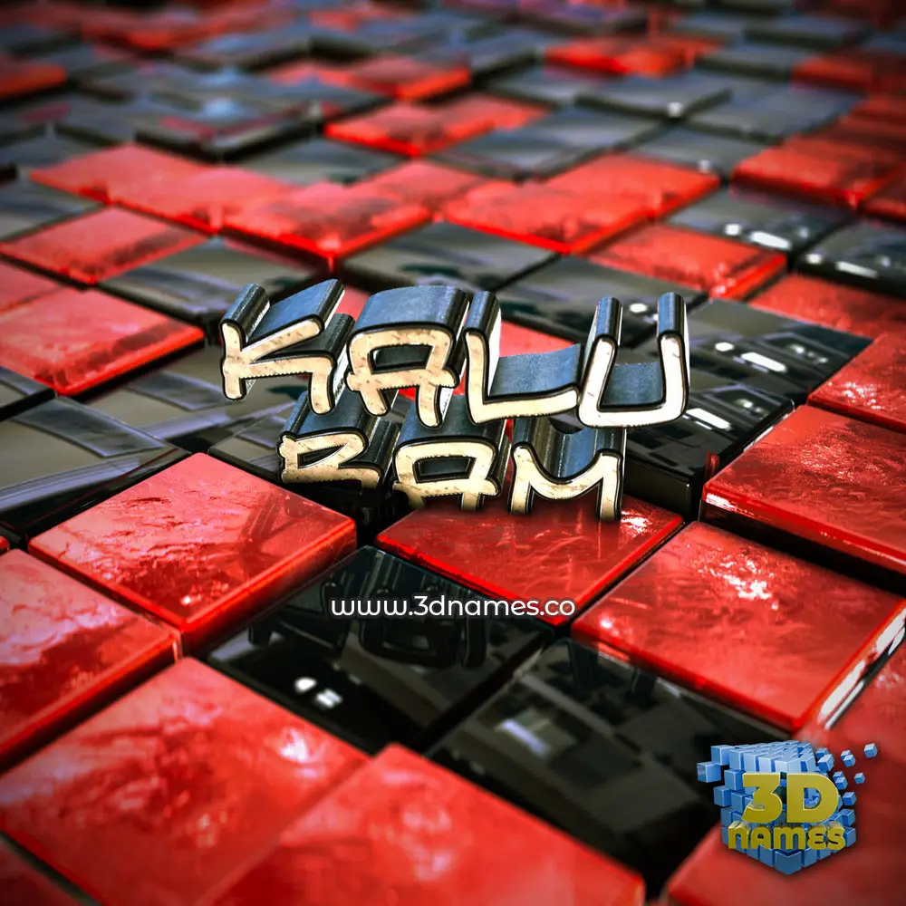 kalu ram in Red Checkered style - 3D name wallpaper