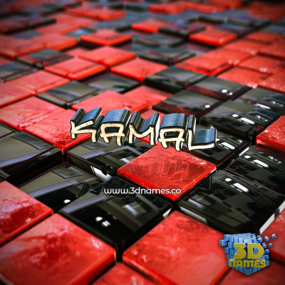 kamal in Red Checkered style - 3D name wallpaper