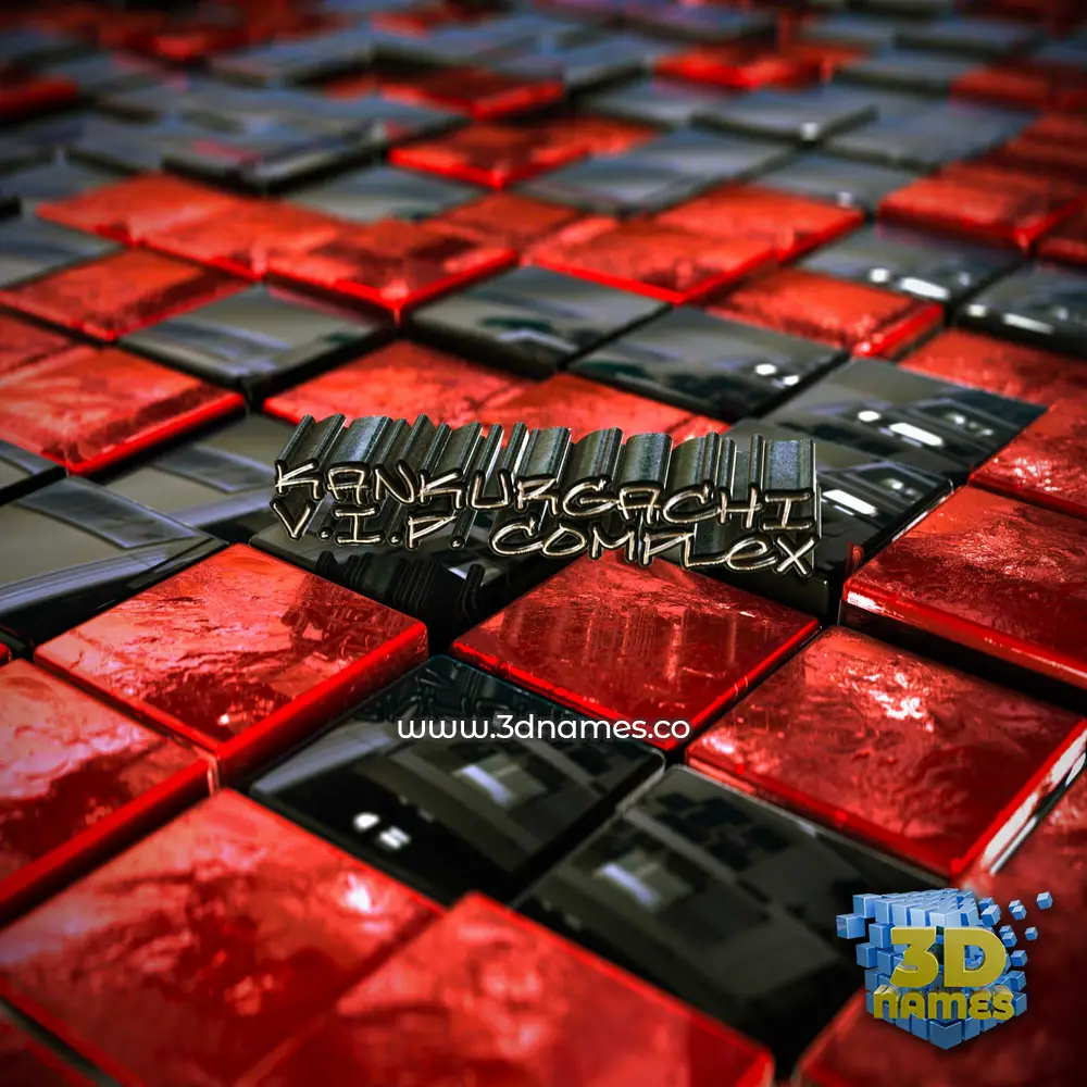 kankurgachi v.i.p. complex in Red Checkered style - 3D name wallpaper