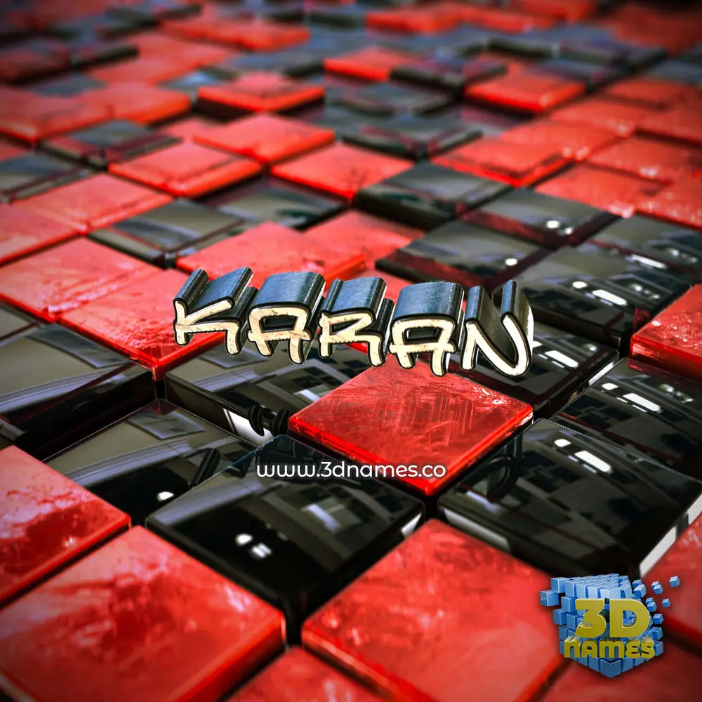 karan in Red Checkered style - 3D name wallpaper