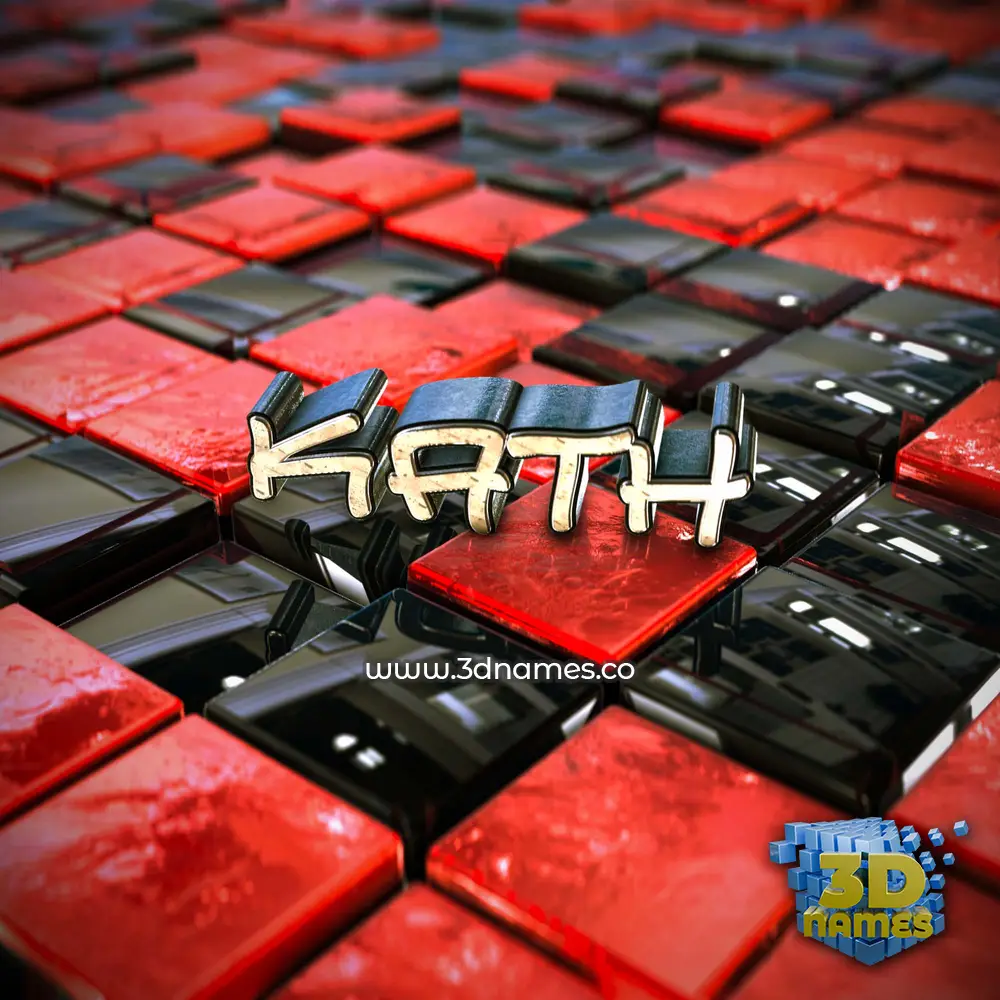 kath in Red Checkered style - 3D name wallpaper