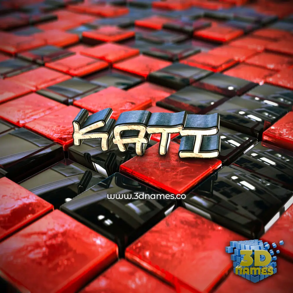 kati in Red Checkered style - 3D name wallpaper