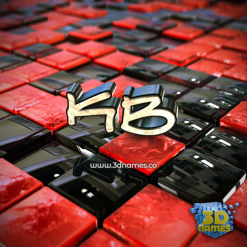 kb in Red Checkered style - 3D name wallpaper