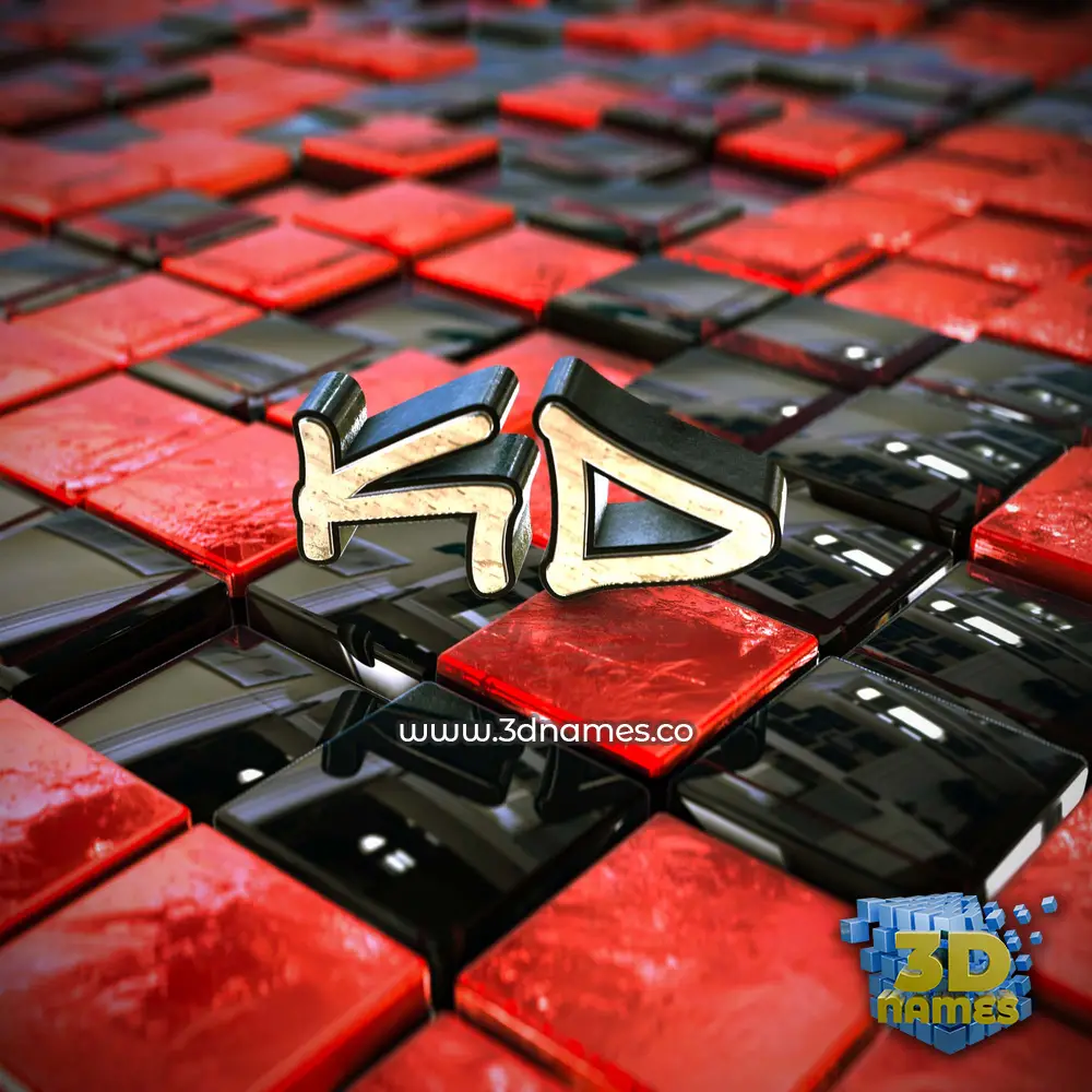 kd in Red Checkered style - 3D name wallpaper