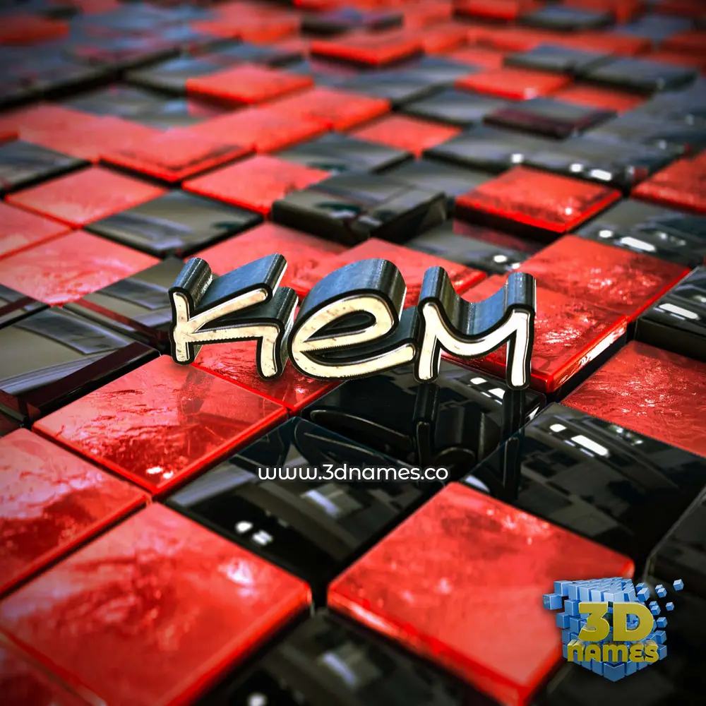 kem in Red Checkered style - 3D name wallpaper