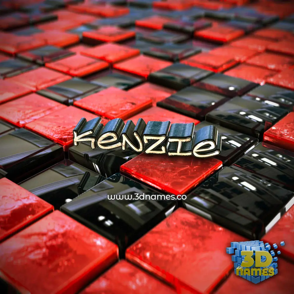 kenzie in Red Checkered style - 3D name wallpaper