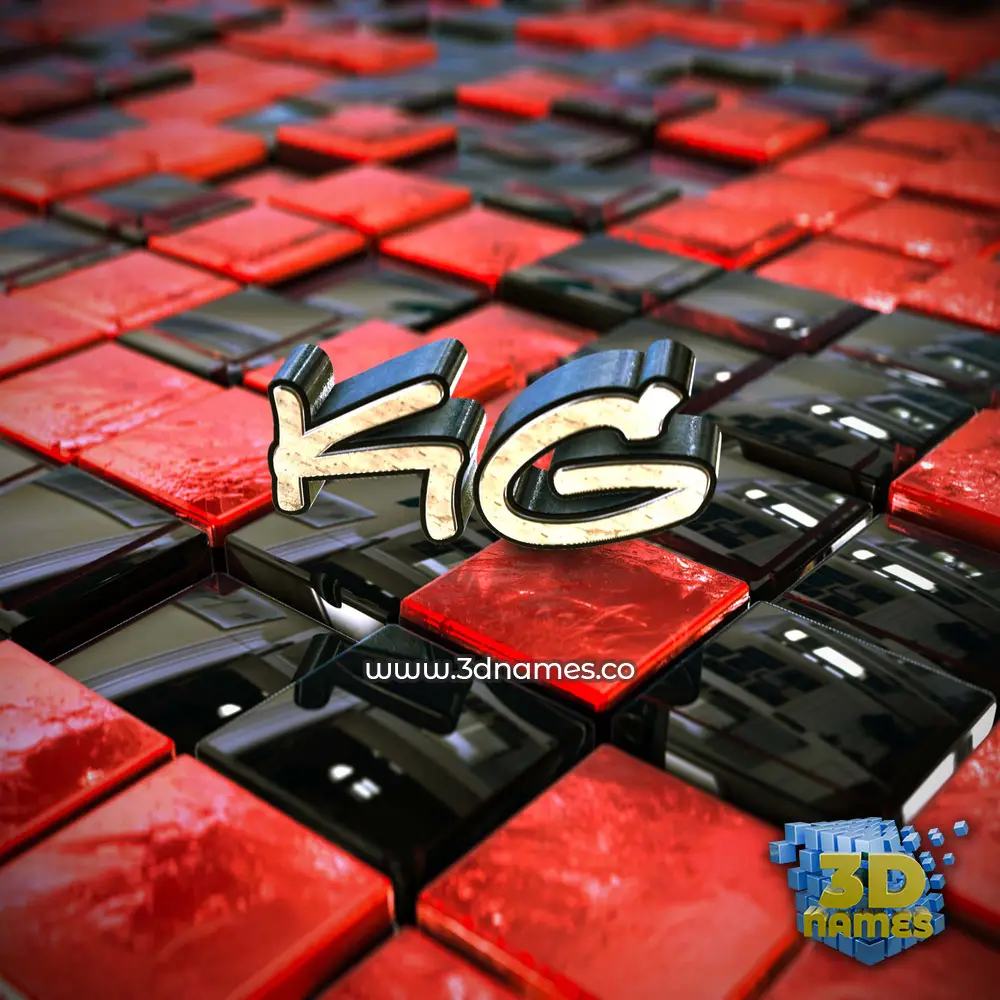 kg in Red Checkered style - 3D name wallpaper