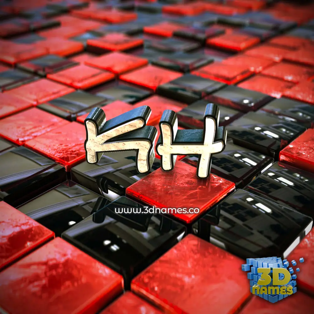 kh in Red Checkered style - 3D name wallpaper