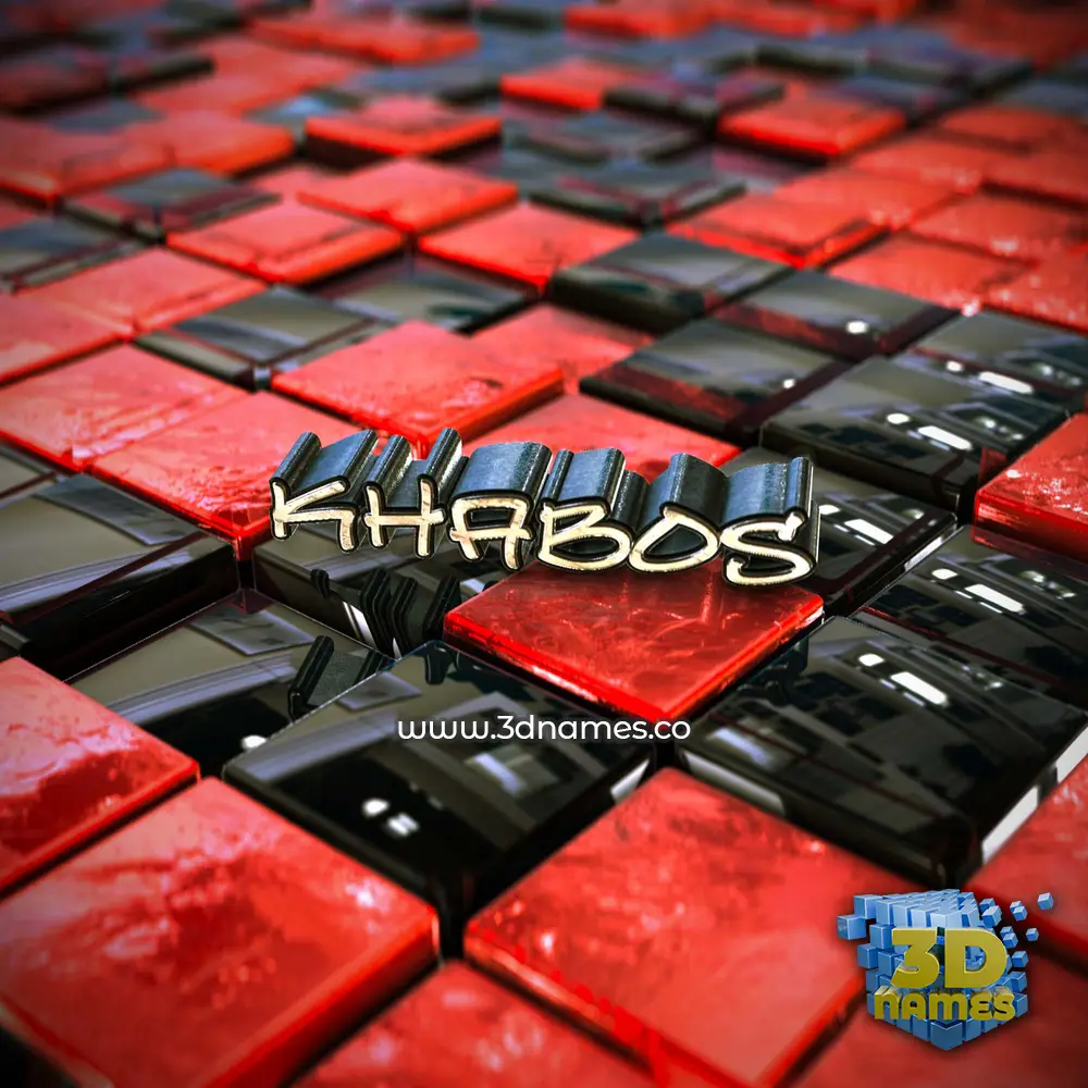 khabos in Red Checkered style - 3D name wallpaper