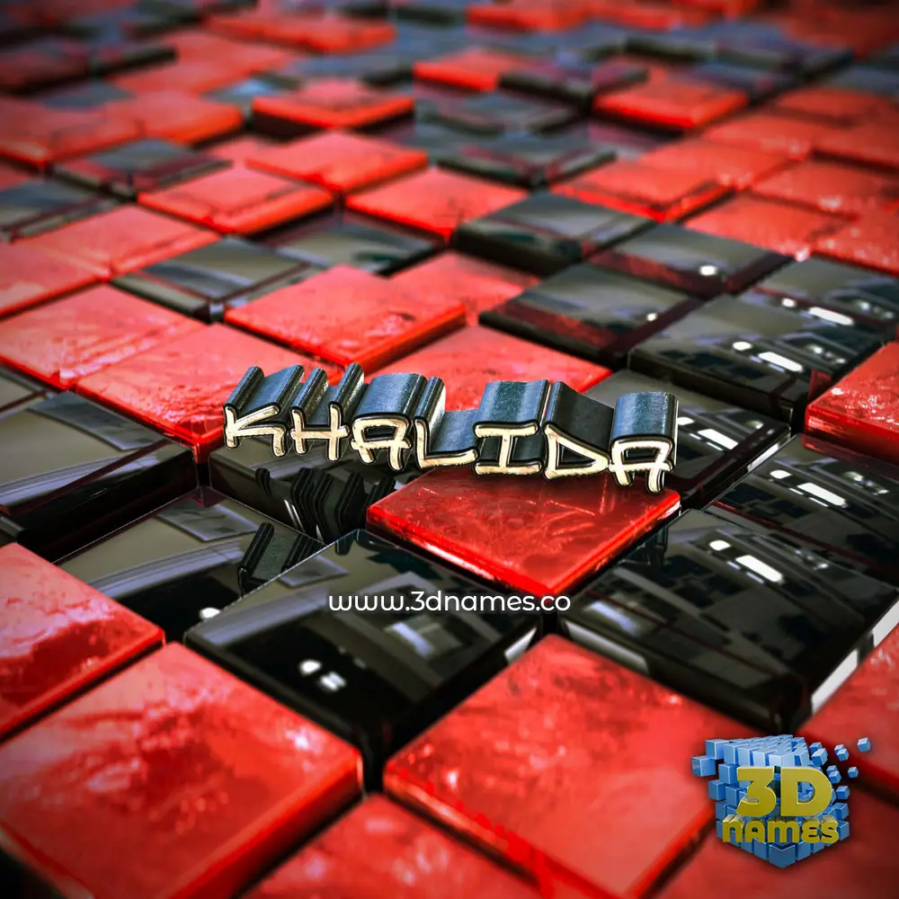 khalida in Red Checkered style - 3D name wallpaper