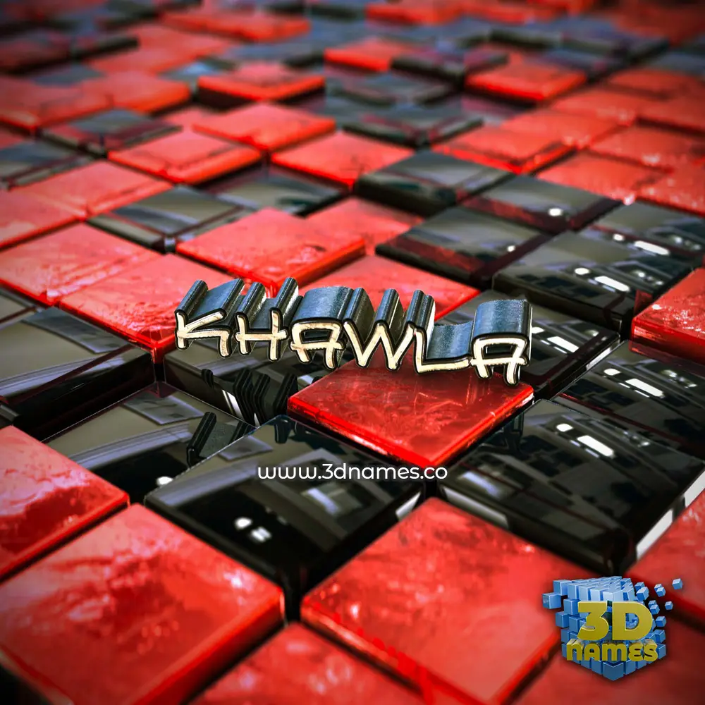 khawla in Red Checkered style - 3D name wallpaper