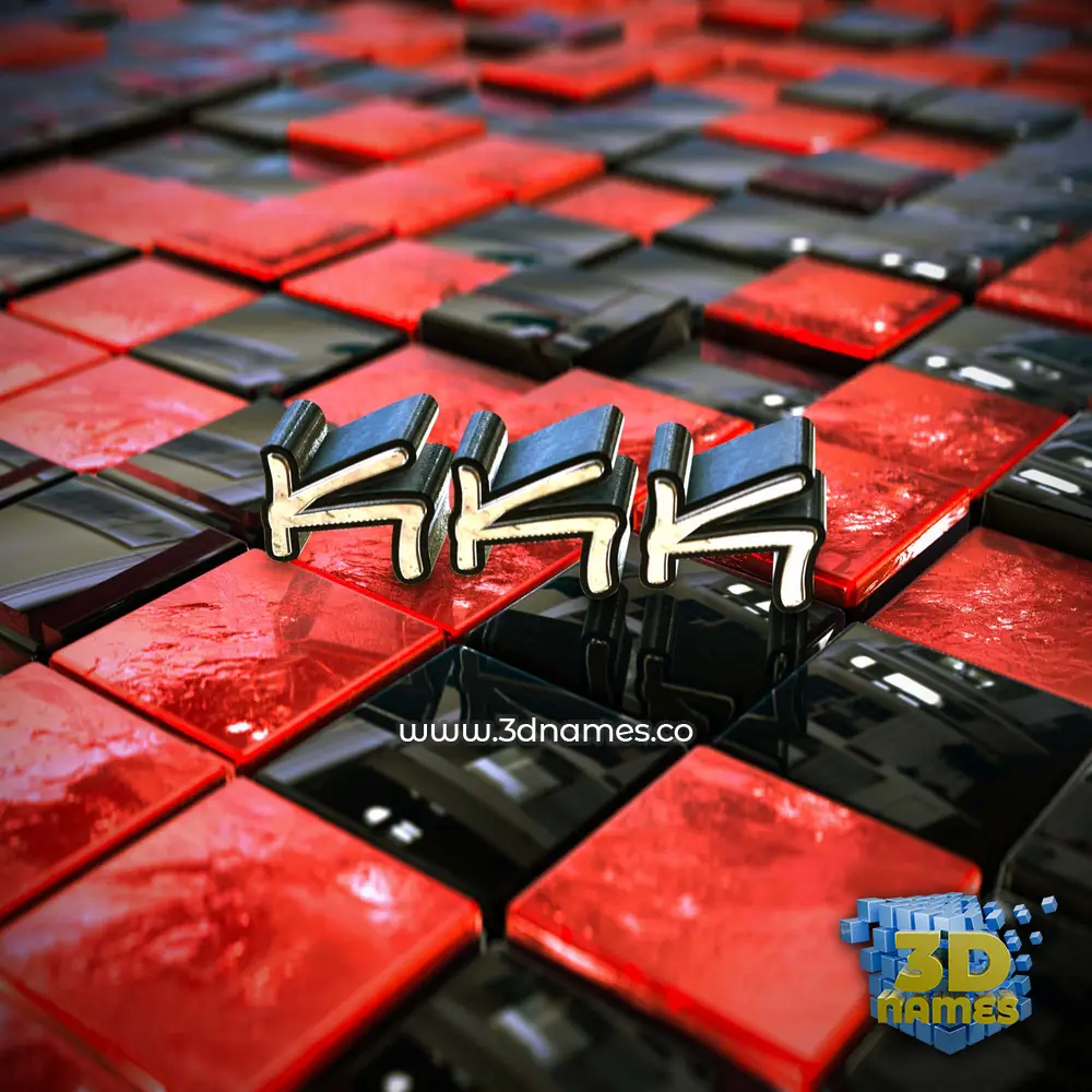 kkk in Red Checkered style - 3D name wallpaper