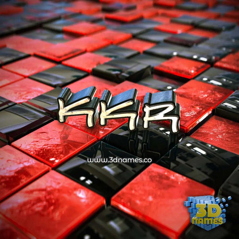 kkr in Red Checkered style - 3D name wallpaper