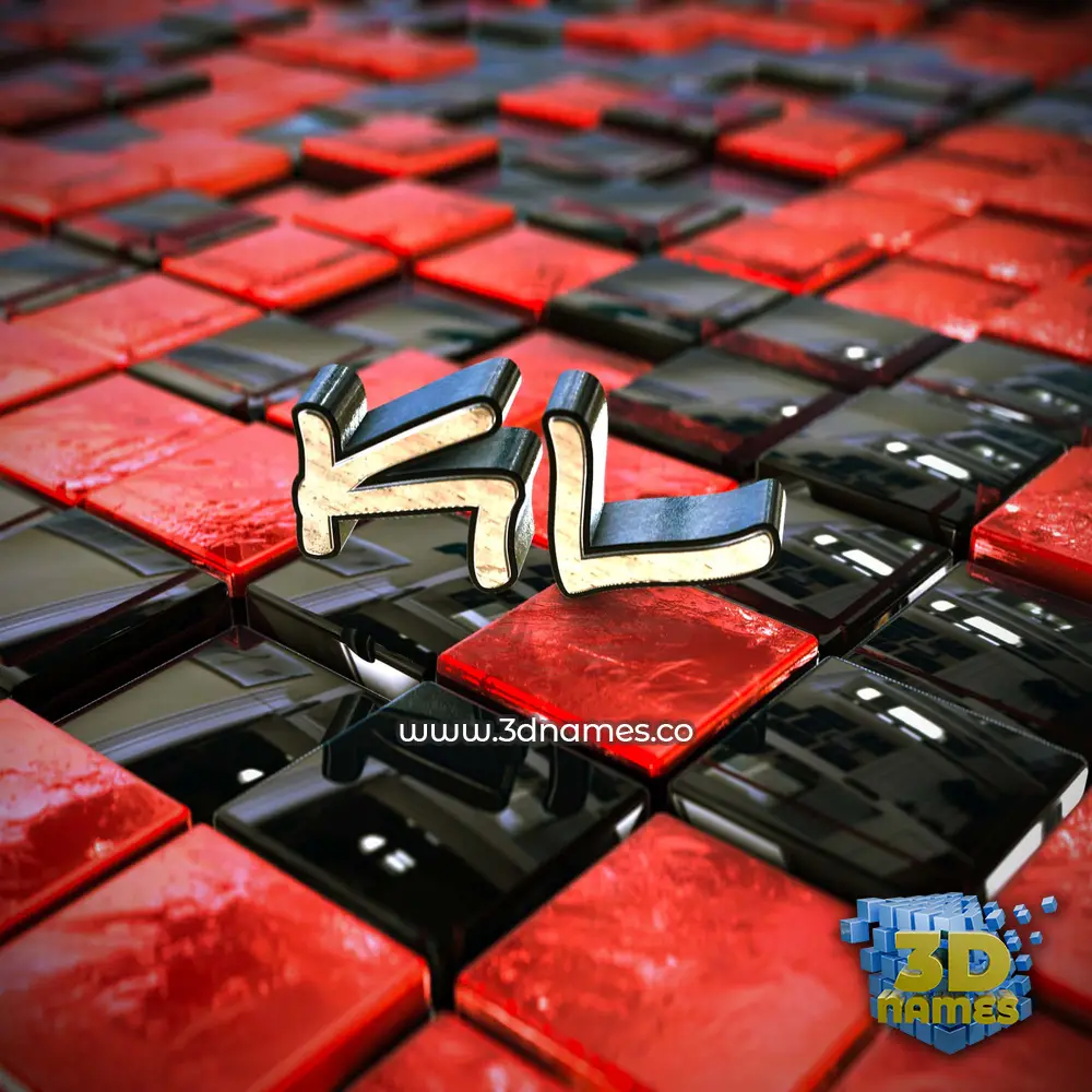kl in Red Checkered style - 3D name wallpaper