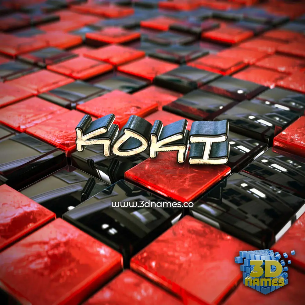 koki in Red Checkered style - 3D name wallpaper