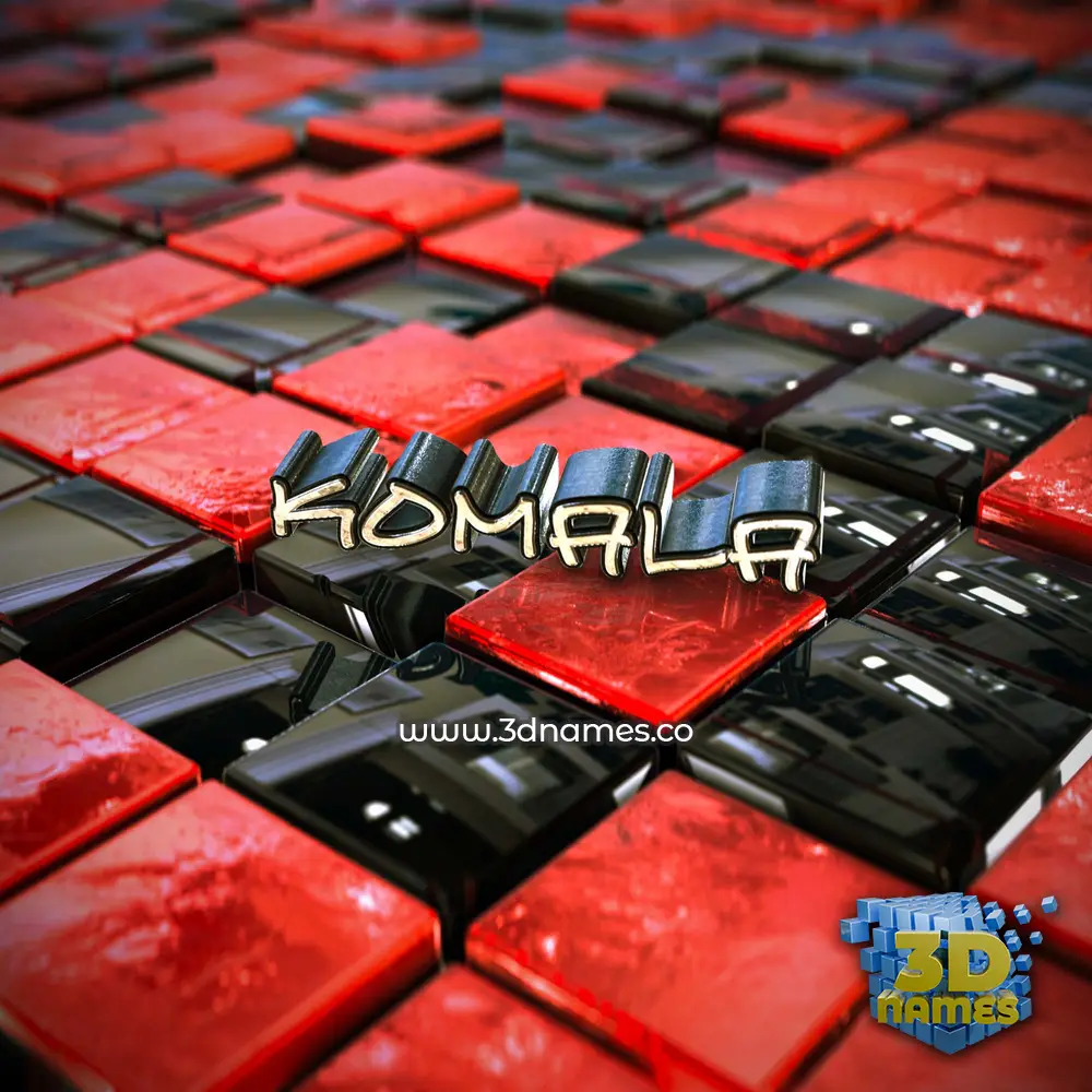 komala in Red Checkered style - 3D name wallpaper