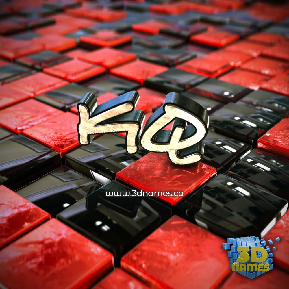kq in Red Checkered style - 3D name wallpaper