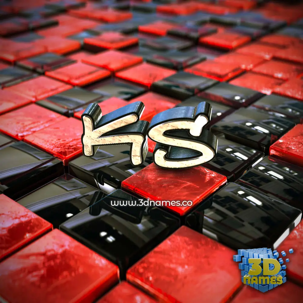 ks in Red Checkered style - 3D name wallpaper