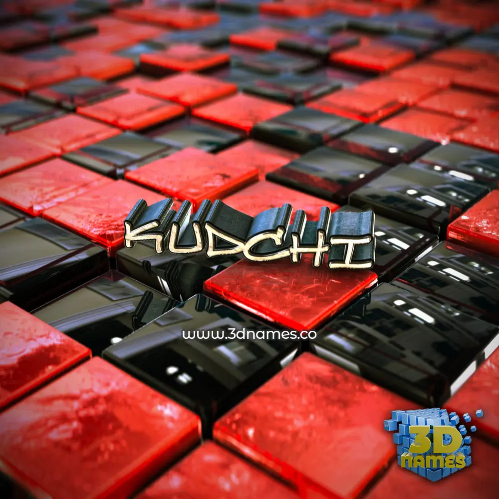 kudchi in Red Checkered style - 3D name wallpaper
