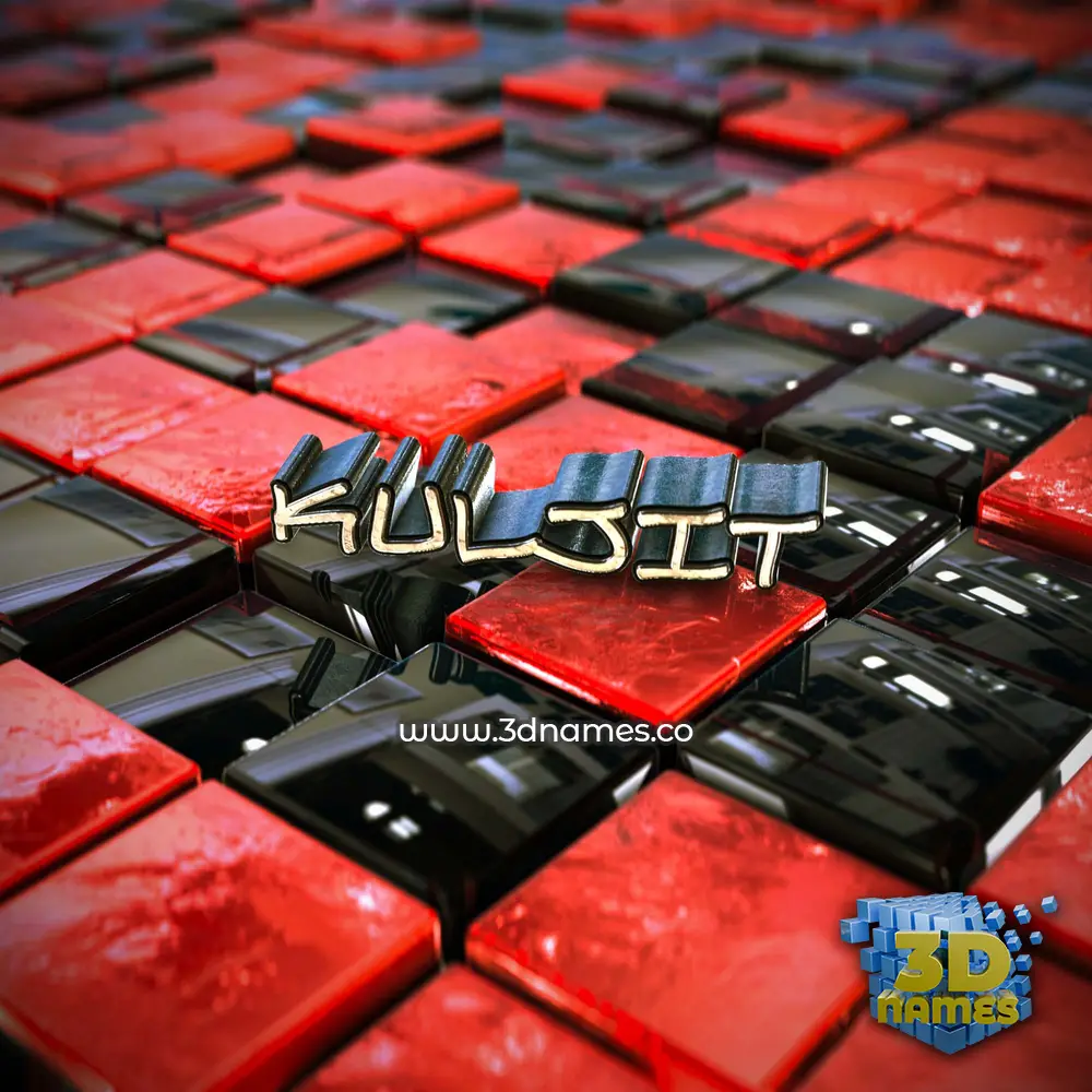 kuljit in Red Checkered style - 3D name wallpaper