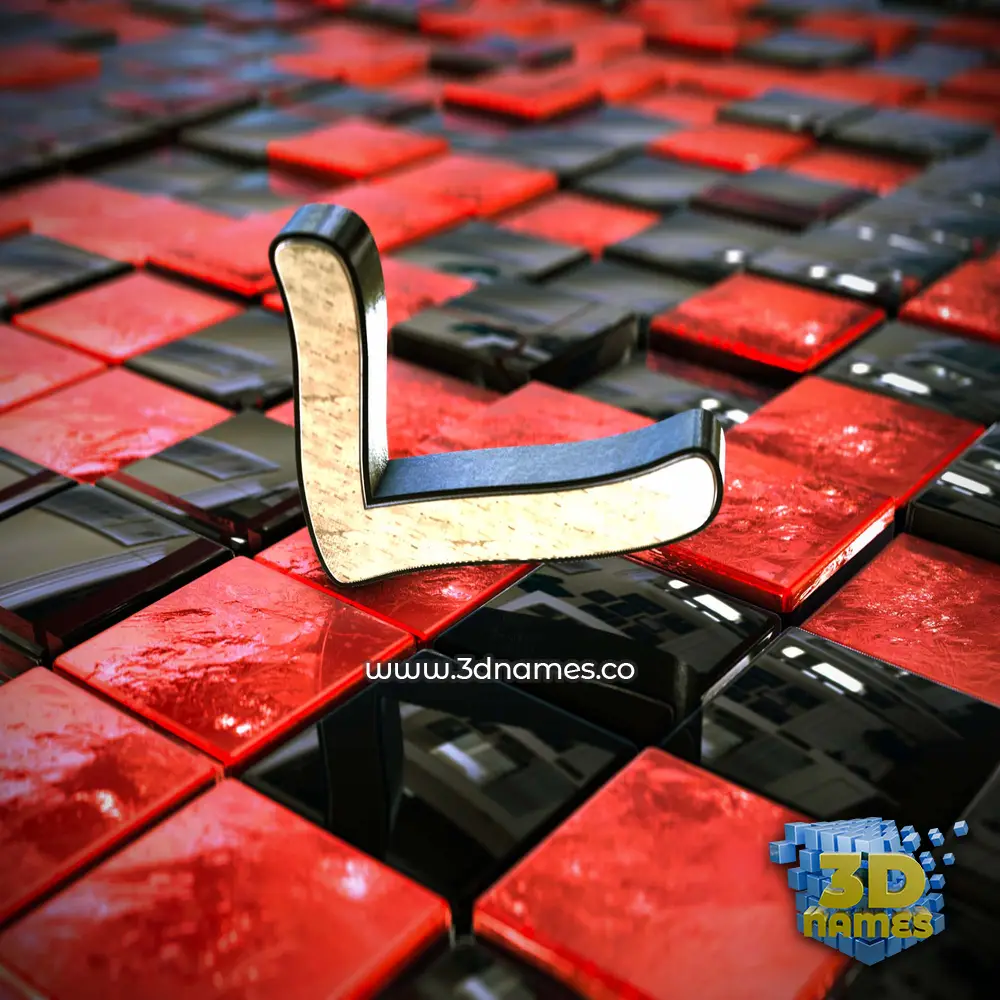 l in Red Checkered style - 3D name wallpaper