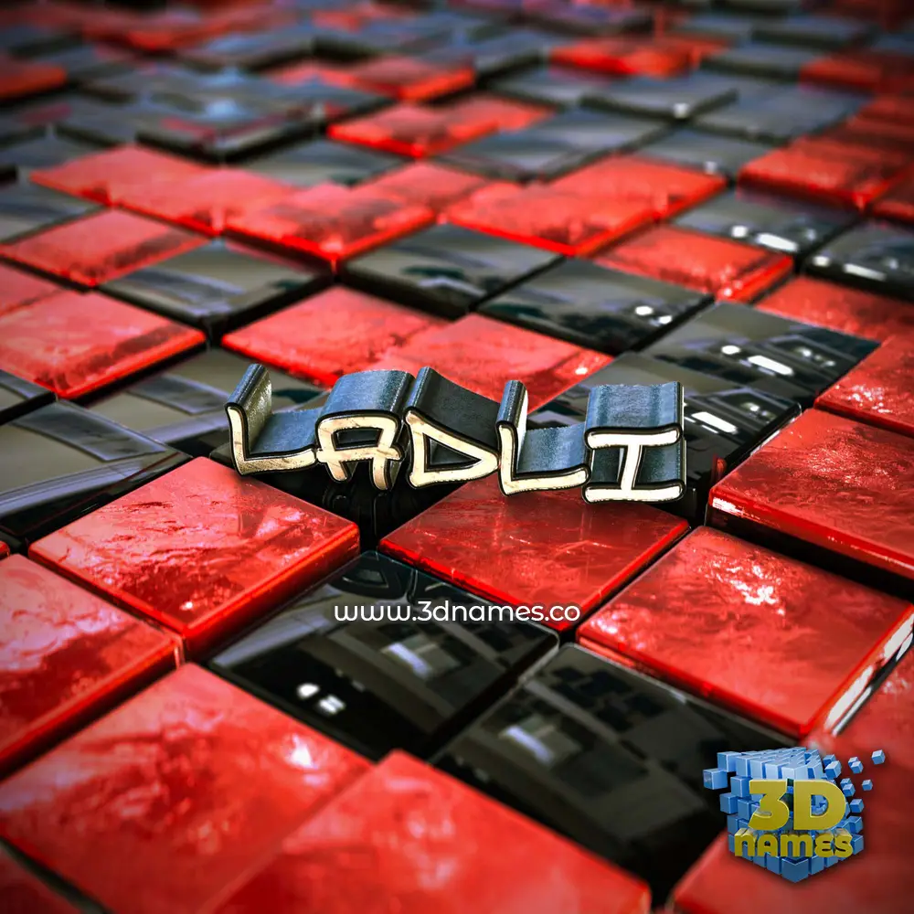 ladli in Red Checkered style - 3D name wallpaper