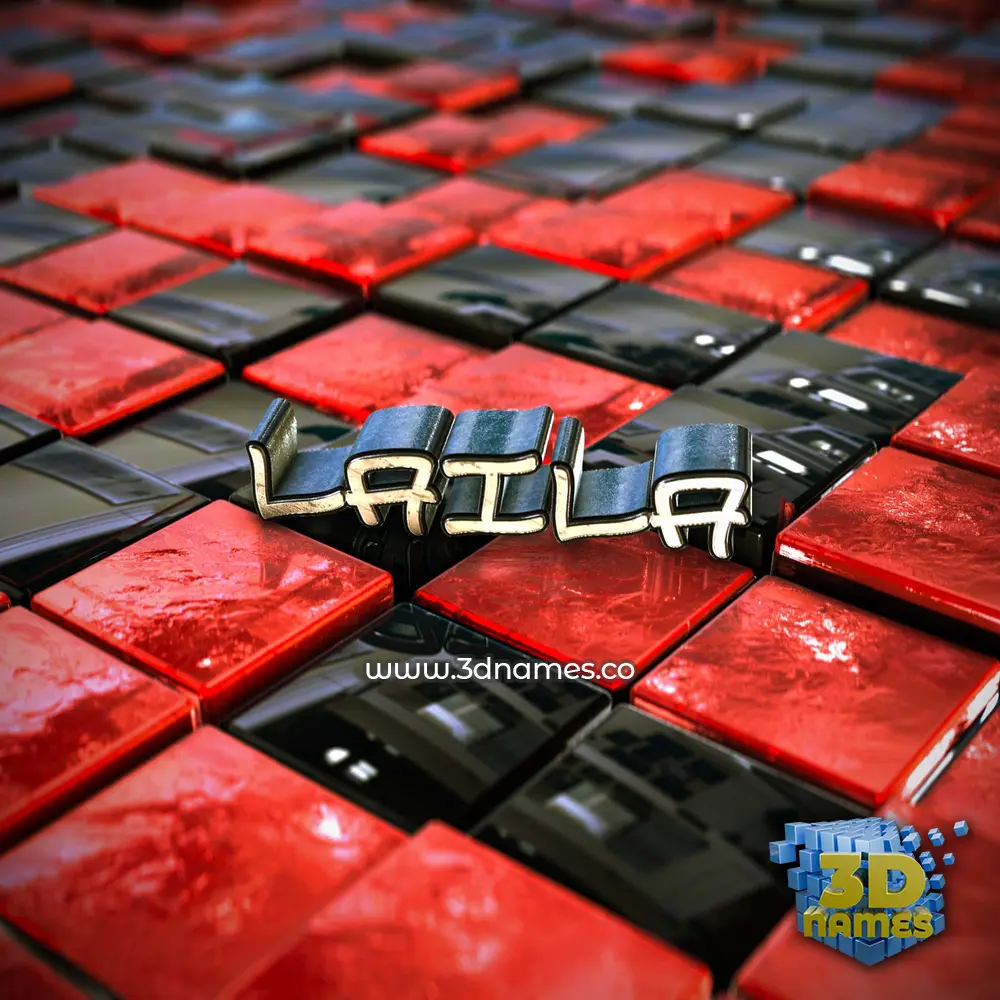 laila in Red Checkered style - 3D name wallpaper