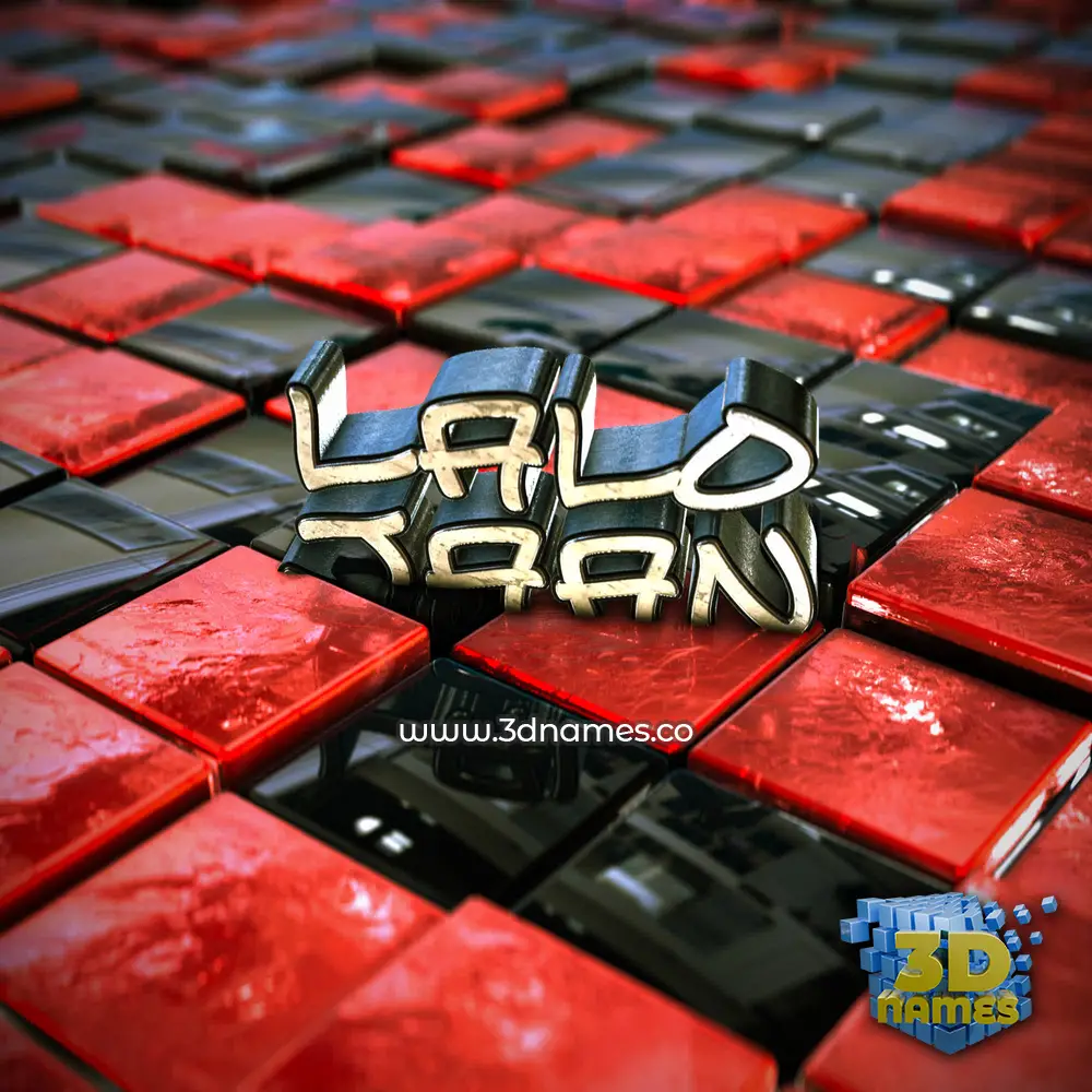 lalo jaan in Red Checkered style - 3D name wallpaper