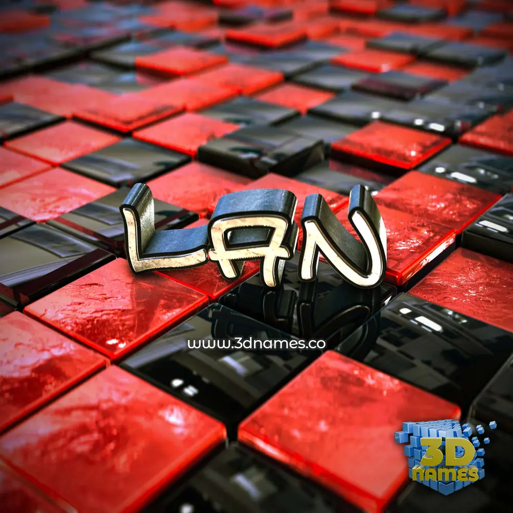 lan in Red Checkered style - 3D name wallpaper