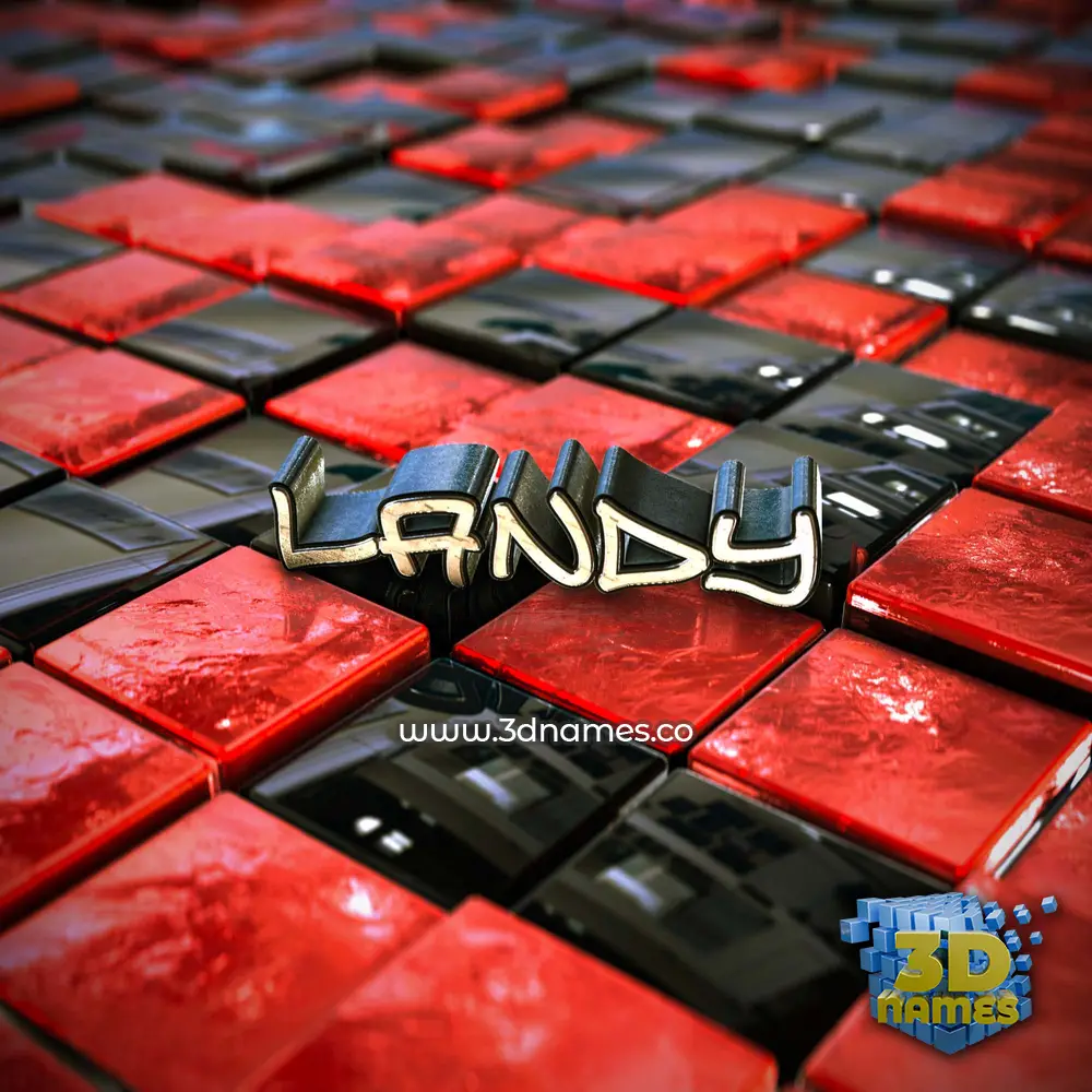 landy in Red Checkered style - 3D name wallpaper