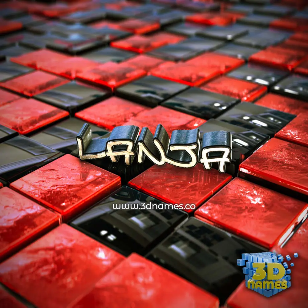 lanja in Red Checkered style - 3D name wallpaper