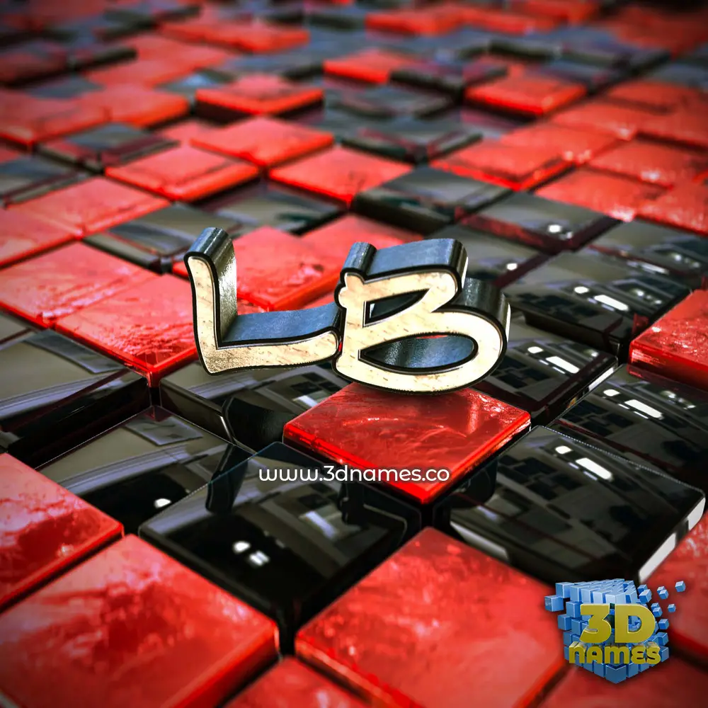 lb in Red Checkered style - 3D name wallpaper
