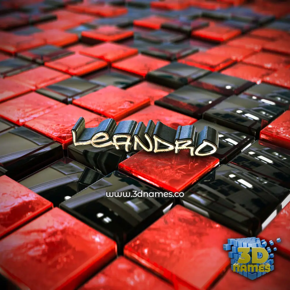 leandro in Red Checkered style - 3D name wallpaper