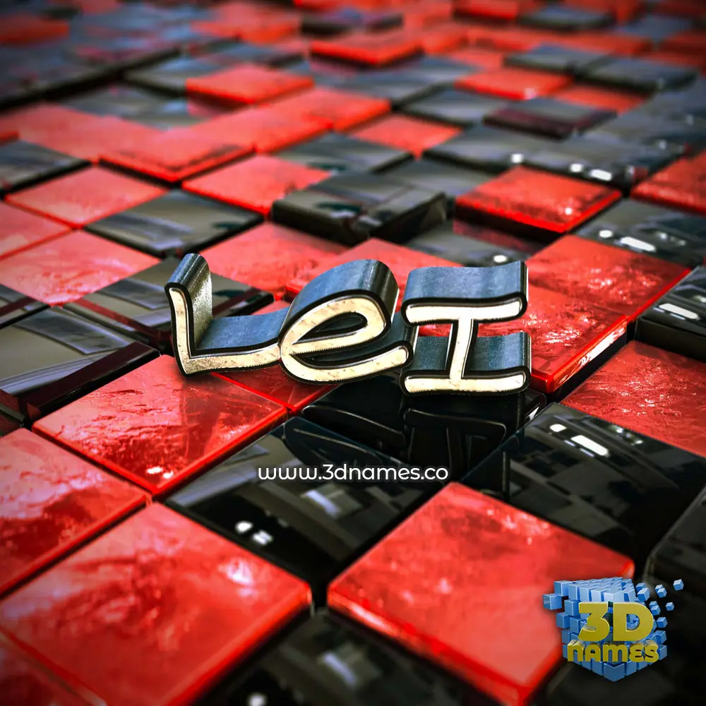 lei in Red Checkered style - 3D name wallpaper