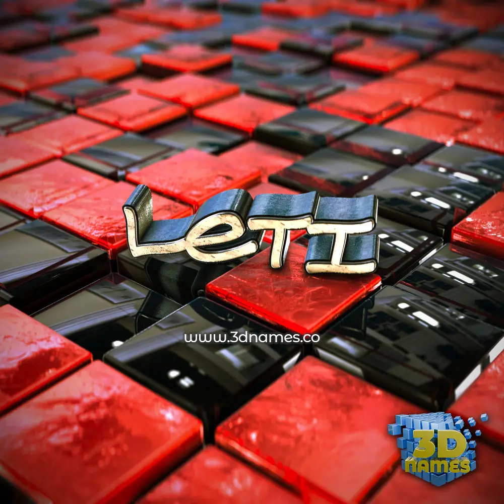 leti in Red Checkered style - 3D name wallpaper