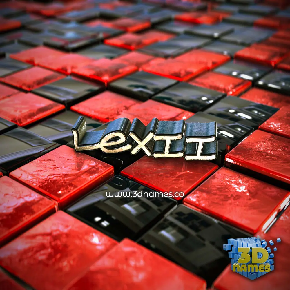 lexii in Red Checkered style - 3D name wallpaper