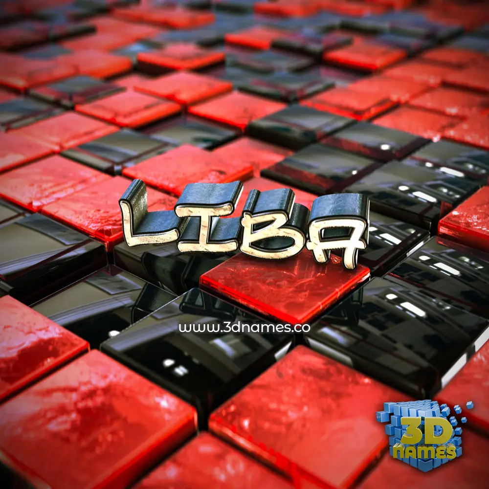 liba in Red Checkered style - 3D name wallpaper