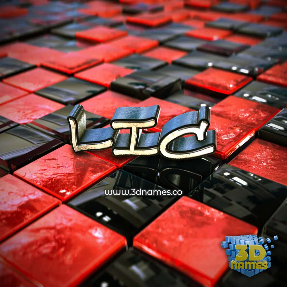 lic in Red Checkered style - 3D name wallpaper