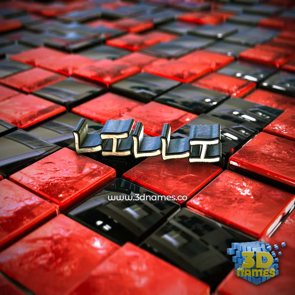 lilli in Red Checkered style - 3D name wallpaper